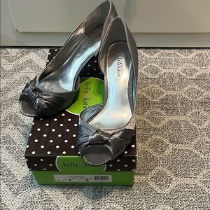 Kelly & Katie Silver Peep Toe Heels
